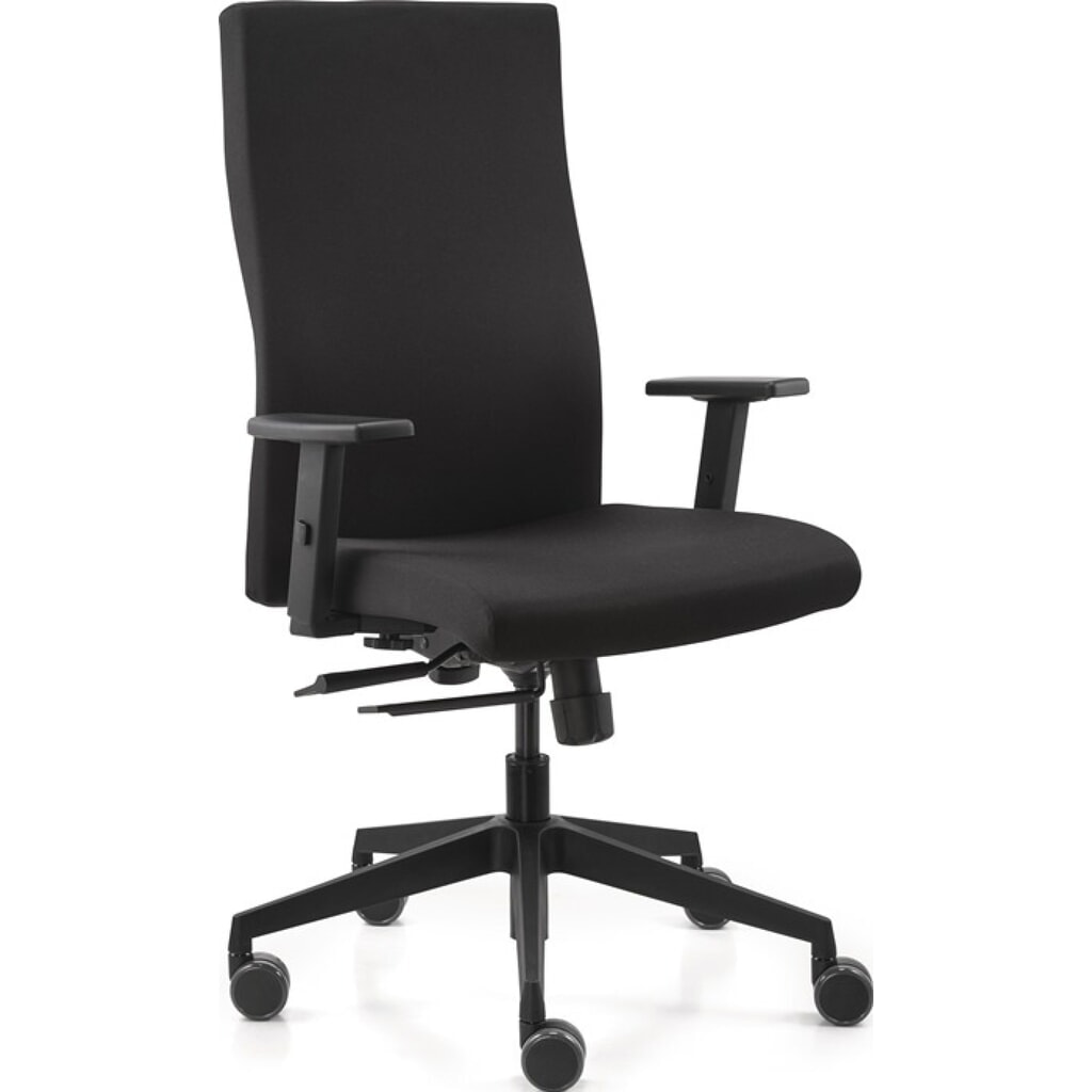 TREND OFFICE Bürodrehstuhl, schwarz 420-530 mm, mit Synchrontechnik, mit Armlehnen Tragfähigkeit 125 kg Produktabbildung: TREND OFFICE Bürodrehstuhl, schwarz 420-530 mm, mit Synchrontechnik, mit Armlehnen Tragfähigkeit 125 kg