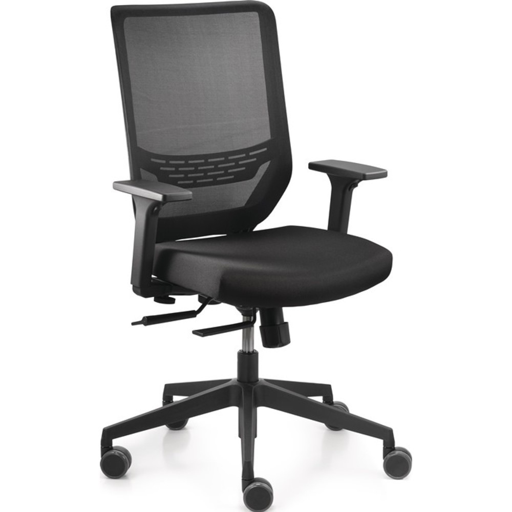 Produktabbildung Nr. 1: TREND OFFICE Bürodrehstuhl Mesh, schwarz 410-520 mm, Armlehnen, breiten- und höhenverstellbar, mit Synchrontechnik