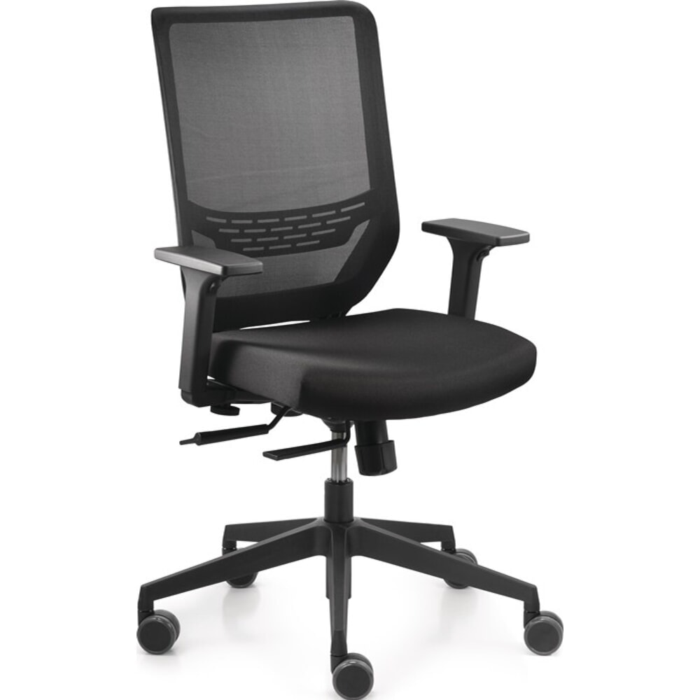 N° de l'image du produit 1 : Siège de bureau pivotant TREND OFFICE Mesh, noir 410-520 mm, accoudoirs, réglable en largeur et en hauteur, avec système synchrone