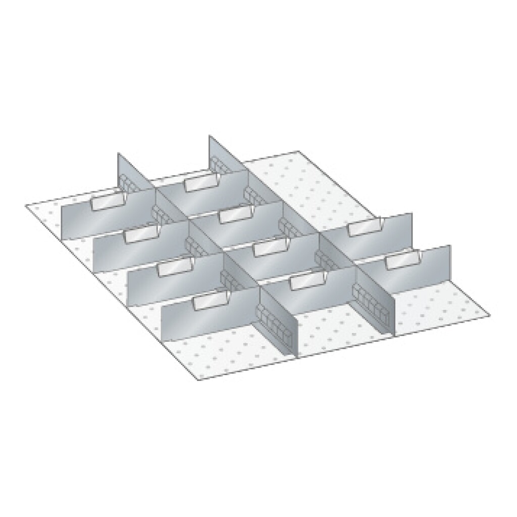 Trenn- und Steckwände für LISTA Schränke, 2 Schlitzwände, 10 Trennbleche, für Frontenhöhe 100 mm Produktabbildung: Trenn- und Steckwände für LISTA Schränke, 2 Schlitzwände, 10 Trennbleche, für Frontenhöhe 100 mm