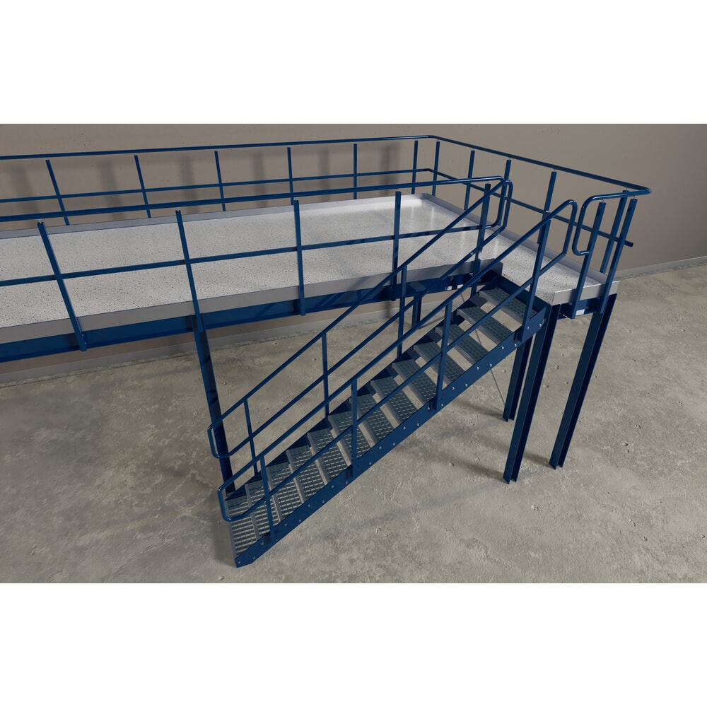 Produktabbildung Nr. 6: Treppenpodest für Lagerbühnen-Modulsystem, Austritt rechts, enzianblau