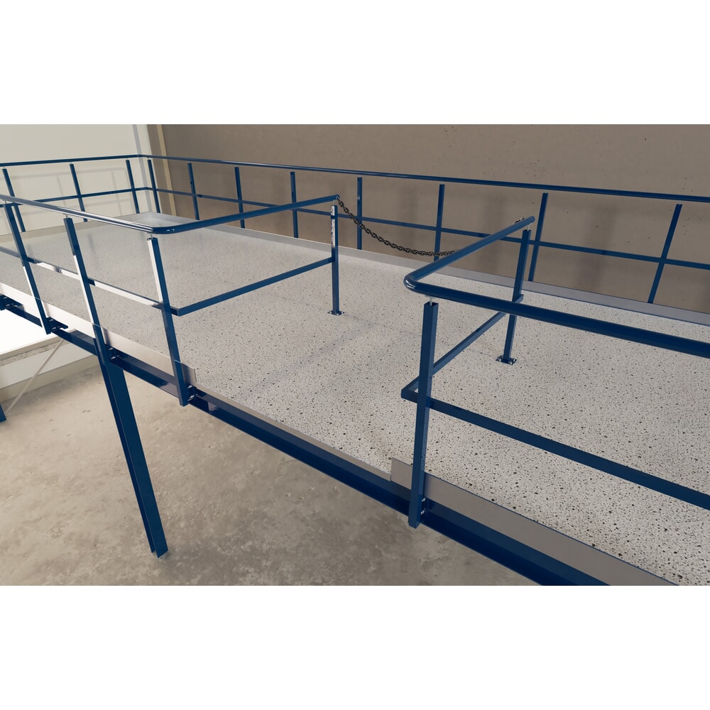 Produktabbildung Nr. 7: Treppenpodest für Lagerbühnen-Modulsystem, Austritt rechts, enzianblau