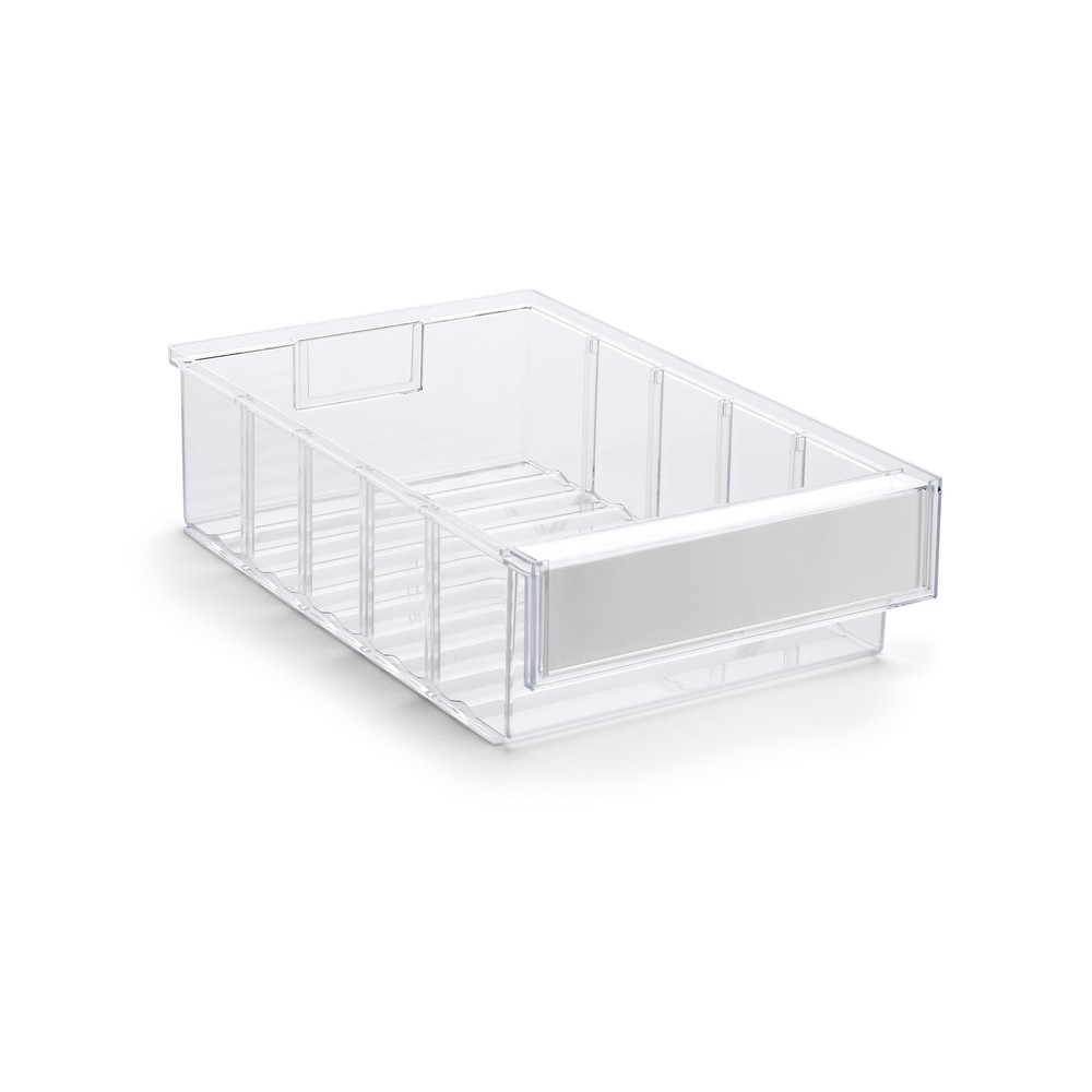 Produktabbildung: TRESTON Sichtlagerkasten aus Polystyrol, inkl. Etiketten, HxBxT 82 x 186 x 300 mm