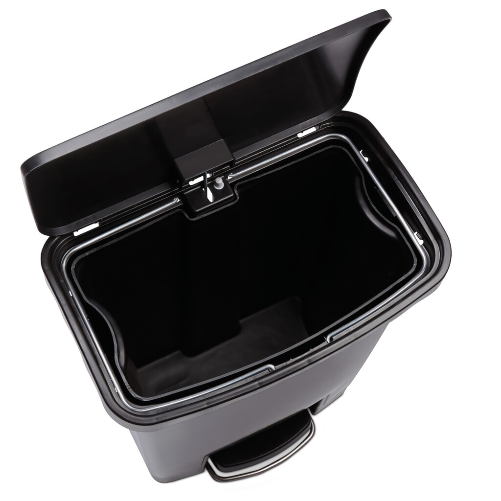 Tret-Abfallbehälter Rubbermaid Slim Jim® mit Pedal an der Breitseite, Kunststoff, 15 l, beige Produktabbildung Nr. 2: Tret-Abfallbehälter Rubbermaid Slim Jim® mit Pedal an der Breitseite, Kunststoff, 15 l, beige
