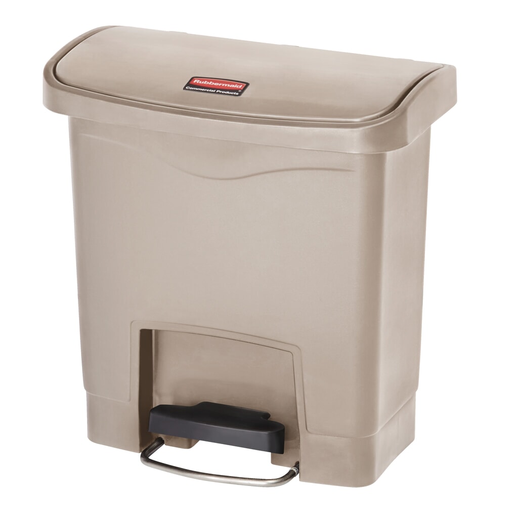 Produktabbildung Nr. 1: Tret-Abfallbehälter Rubbermaid Slim Jim® mit Pedal an der Breitseite, Kunststoff, 15 l, beige