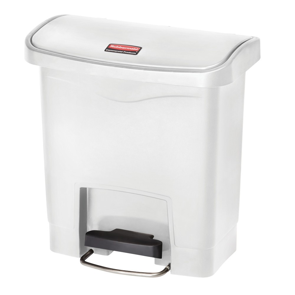 Produktabbildung Nr. 1: Tret-Abfallbehälter Rubbermaid Slim Jim® mit Pedal an der Breitseite, Kunststoff, 15 l, weiss