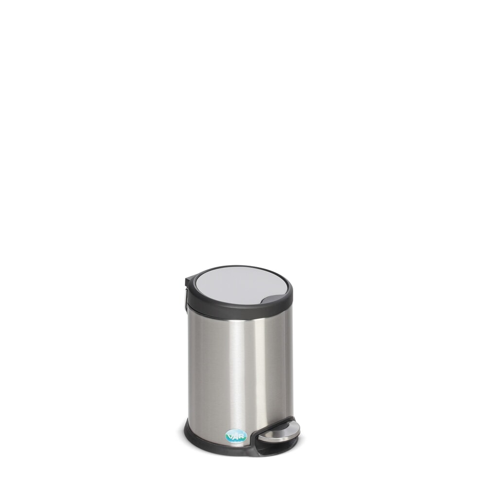 VAR® Tret-Abfallsammler aus Edelstahl, 3 Liter, matt Produktabbildung Nr. 1: VAR® Tret-Abfallsammler aus Edelstahl, 3 Liter, matt