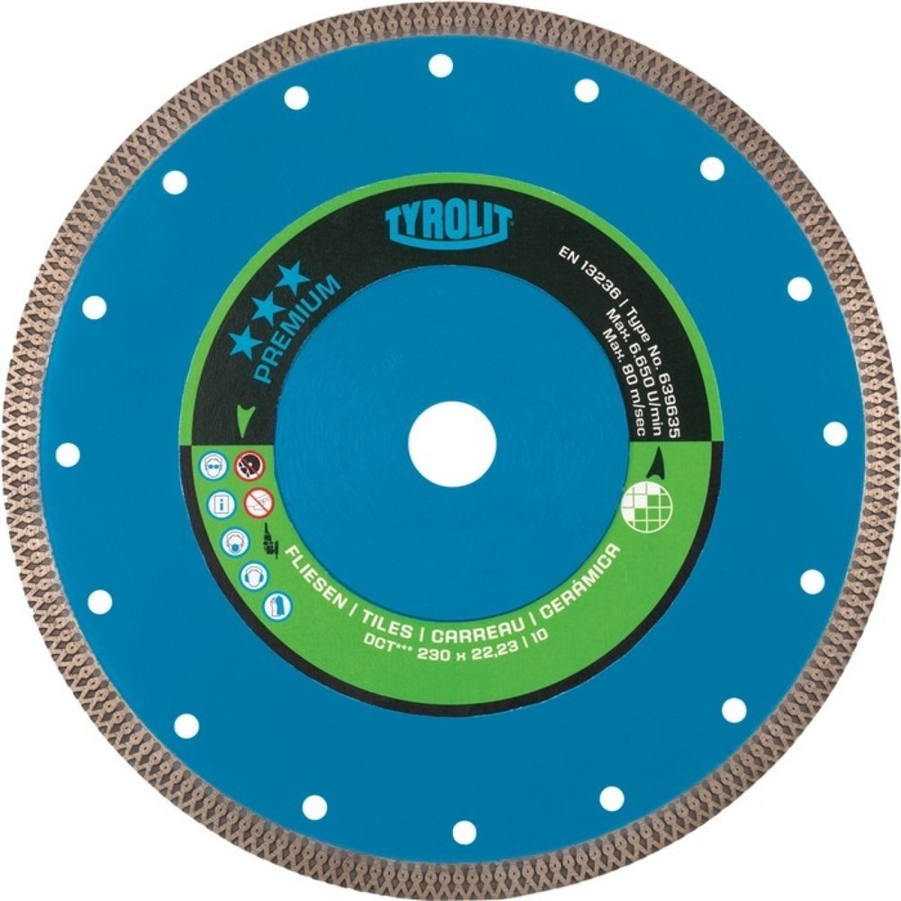 Produktabbildung: TYROLIT Diamanttrennscheibe Premium D.125mm Bohr.22,23mm Fliesen 10mm