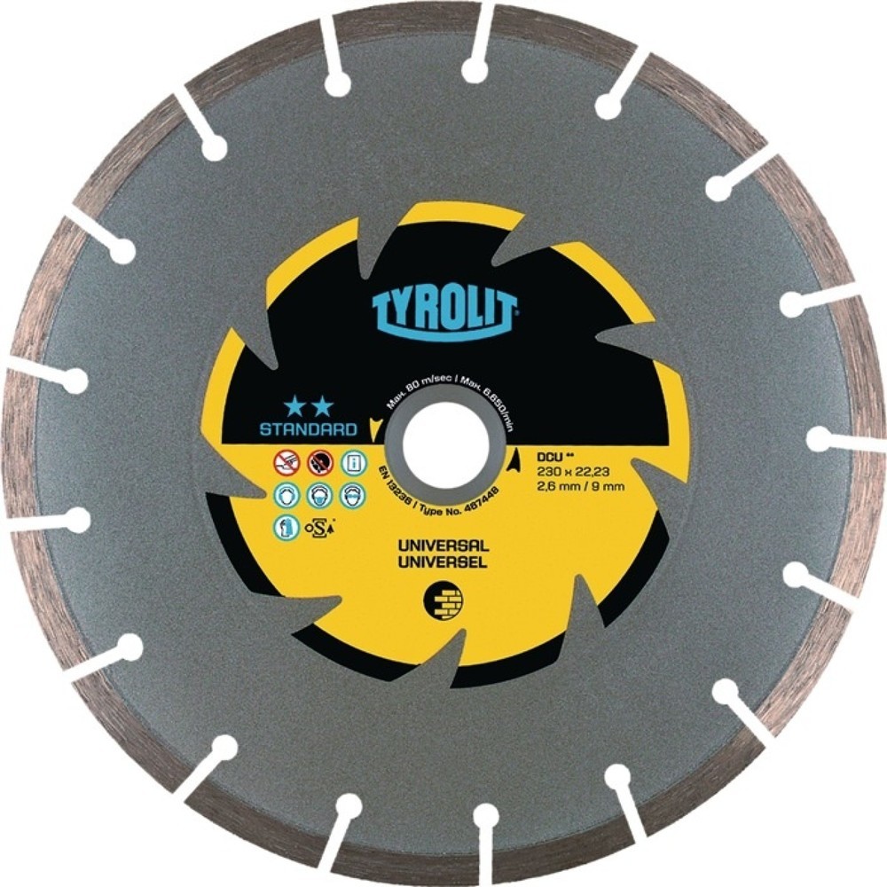 Produktabbildung: TYROLIT Diamanttrennscheibe DCU Stand.D.125mm Bohr.22,23mm Bau univ.7mm