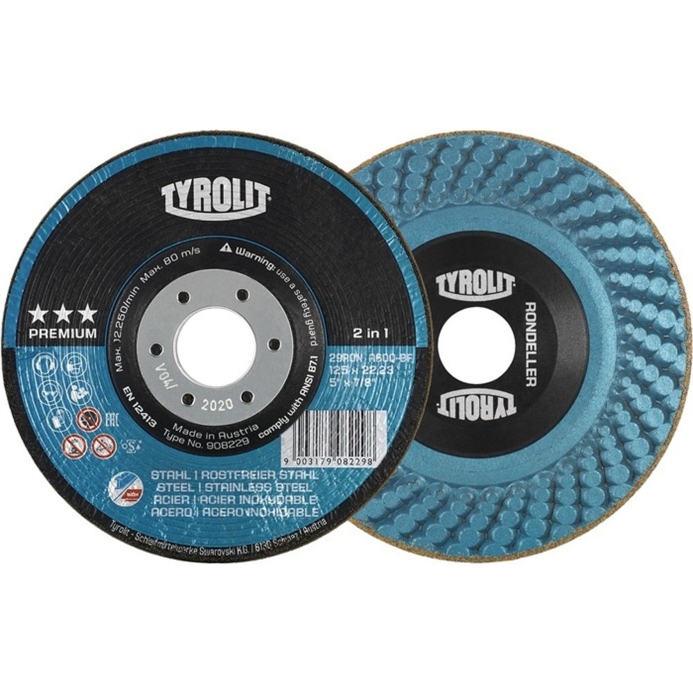 Produktabbildung: Schruppscheibe A36QBF RONDELLER 2in1 D125xSmm gekrINOXStahl Bohr2223mm