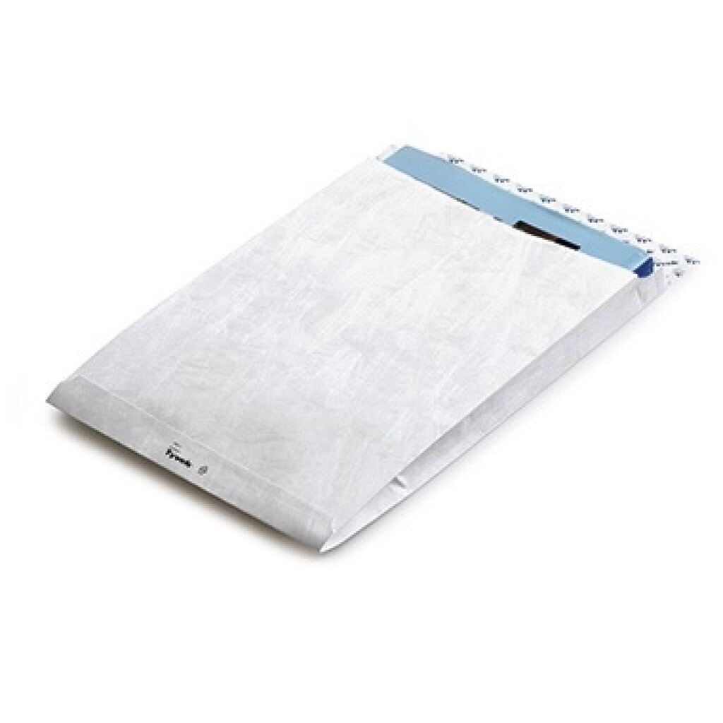 Produktabbildung: Tyvek Faltentasche DIN E4 305 x 406 mm (B x H) ohne Fenster 55g mit Haftklebung weiß