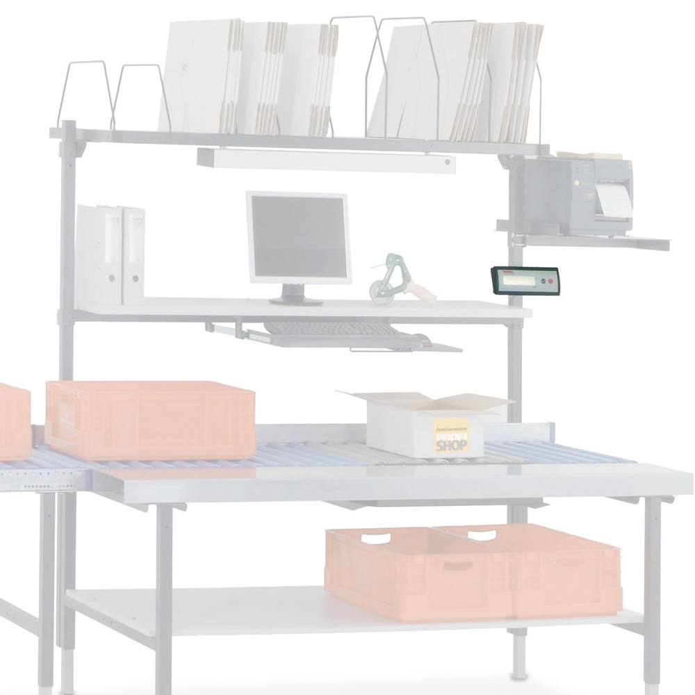Zdjęcie produktu: Uchwyt do wyświetlacza wagi, do systemu stołu do pakowania Rocholz, wys. x szer. x gł. 42 x 120 x 92 mm