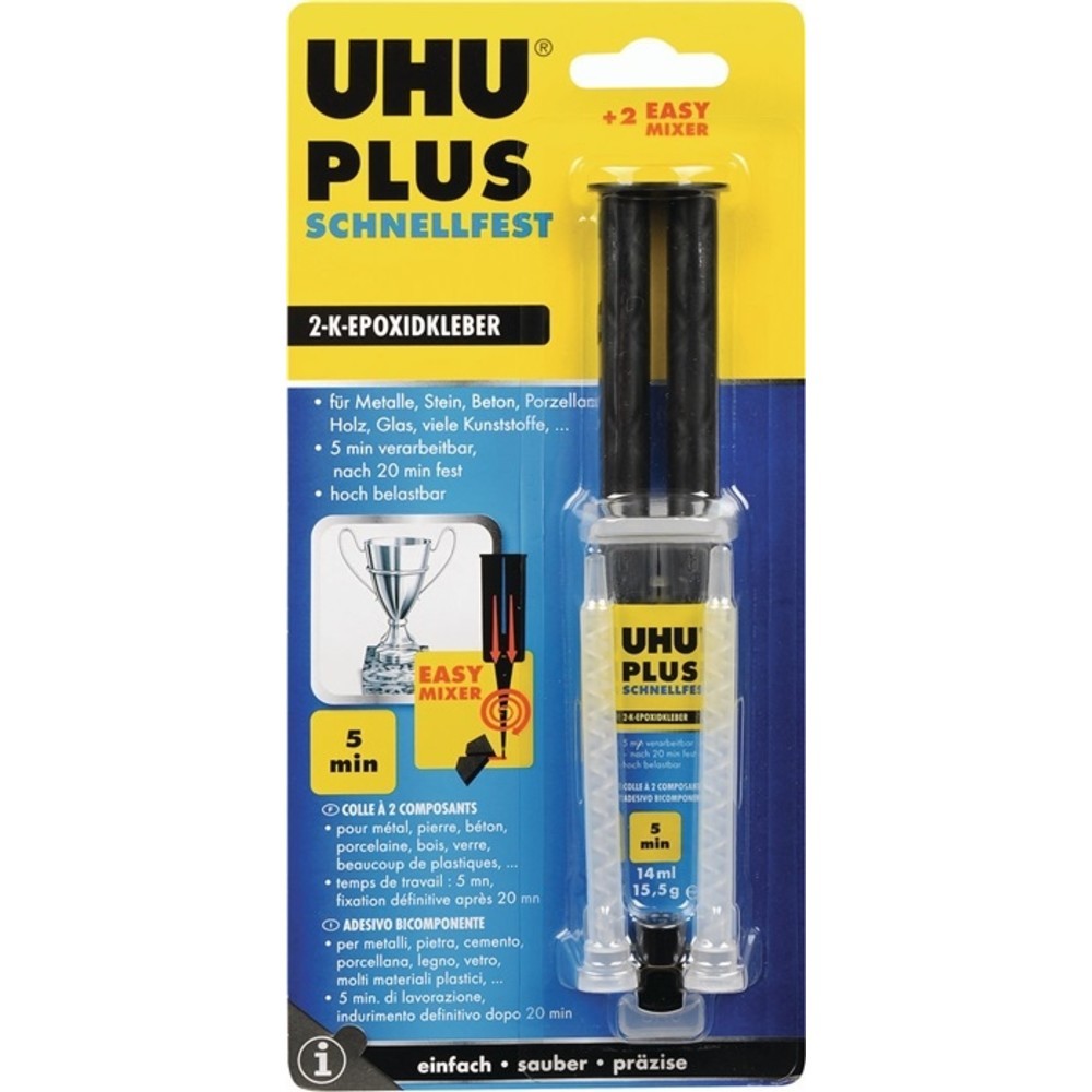 Produktabbildung Nr. 2: UHU 2K-Epoxidharzklebstoff PLUS SCHNELLFEST 15,5g farblos Doppelspritze