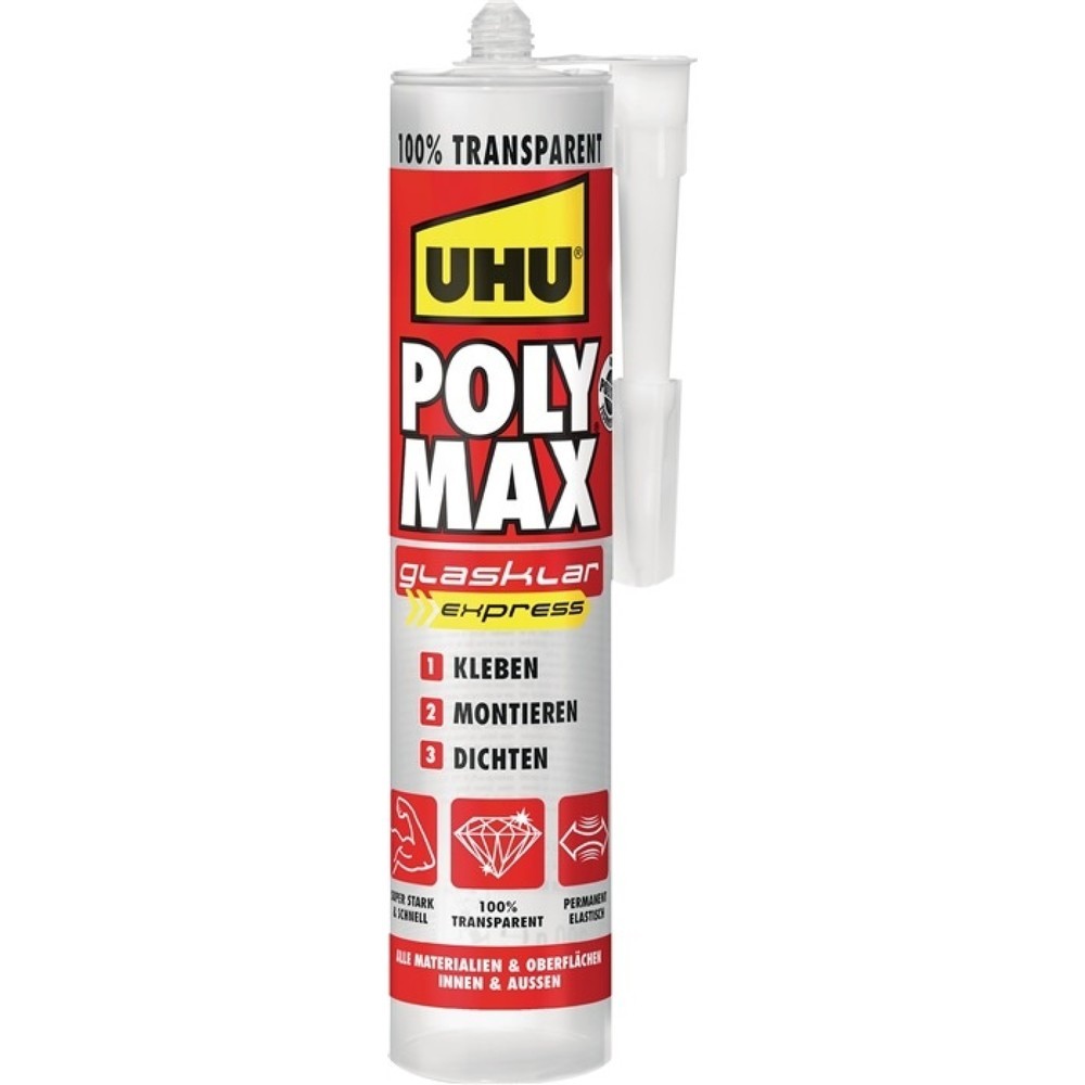 Produktabbildung: UHU Kleb-/Dichtstoff POLY MAX EXPRESS glasklar 300g Kartusche