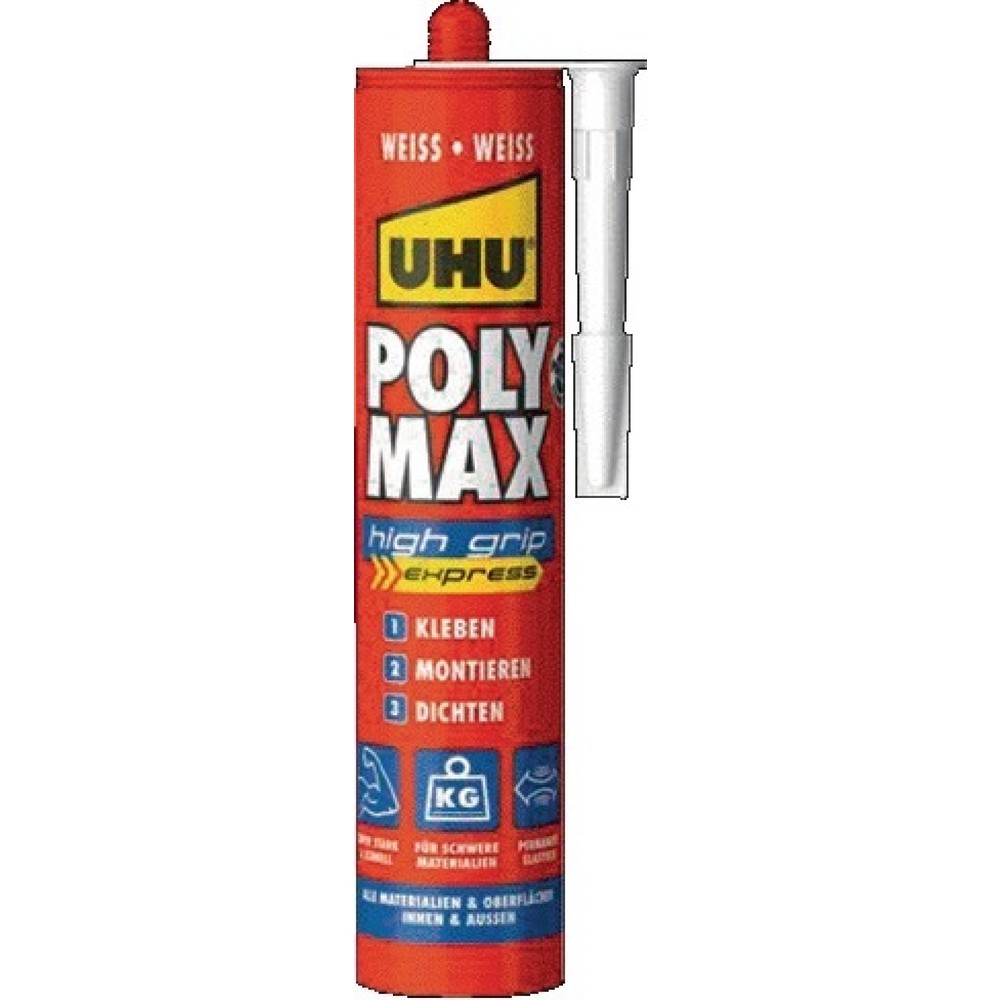 Produktabbildung: UHU Kleb- u.Dichtstoff POLY MAX HIGH GRIP EXPRESS weiss 425g Kartusche