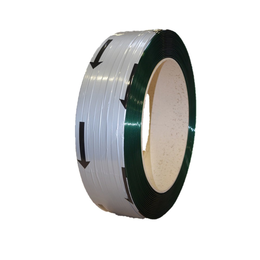 Produktabbildung: Umreifungsband aus PET, High Quality, geprägt, 15,5 mm x 1.400 lfm., Kern-Ø 406 mm, Stärke 0,90 mm, grün