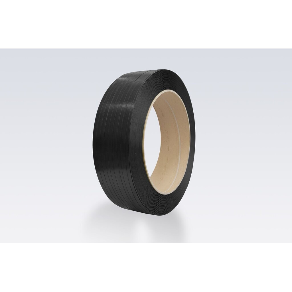 Umreifungsband aus PP, Automatenqualität, 18 mm x 1.500 lfm., Stärke 0,90 mm, Kern-Ø 406 mm, 2 Stk/VE, schwarz Produktabbildung: Umreifungsband aus PP, Automatenqualität, 18 mm x 1.500 lfm., Stärke 0,90 mm, Kern-Ø 406 mm, 2 Stk/VE, schwarz