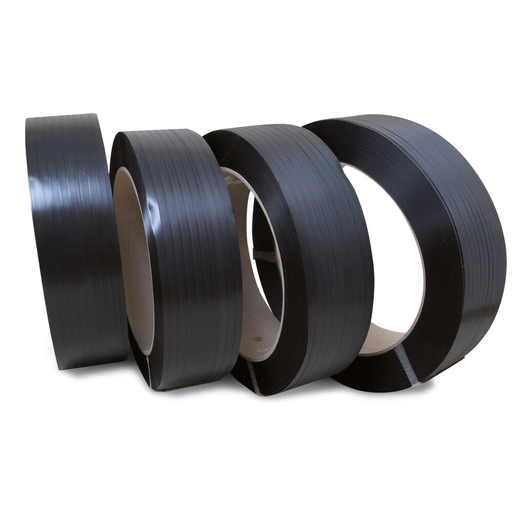 Umreifungsband aus PP, gewaffelt, Kern-Ø 406 mm, schwarz