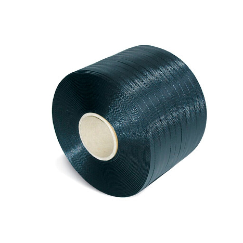 Umreifungsband aus PP, Kleinrolle, 12,7 mm x 600 lfm., Kern-Ø 65 mm, Stärke 0,65 mm, schwarz Produktabbildung: Umreifungsband aus PP, Kleinrolle, 12,7 mm x 600 lfm., Kern-Ø 65 mm, Stärke 0,65 mm, schwarz