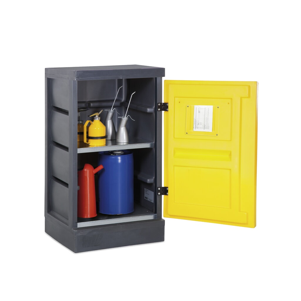 Produktabbildung Nr. 1: Denios Chemikalienschrank aus PE, HxBxT 1.130 x 610 x 640 mm, 2 Edelstahl-Gitterroste