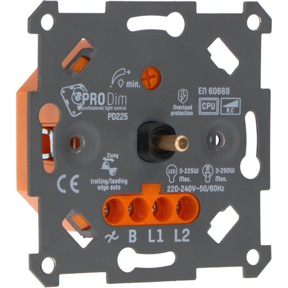 Produktabbildung: Universal-Dimmer - 250W - Auto-Phasenanschnitt-/Phasenabschnittsteuerung - 2-Draht-Systeme