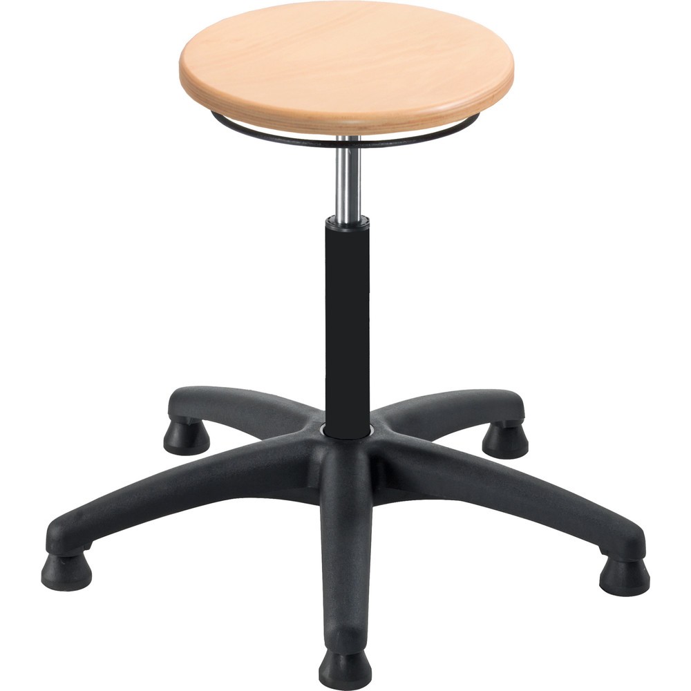 Obrázok výrobku: Stolička Universal Plus, bukové sedadlo, výška sedadla 390-520 mm, plastový podstavec, podlahový klzák