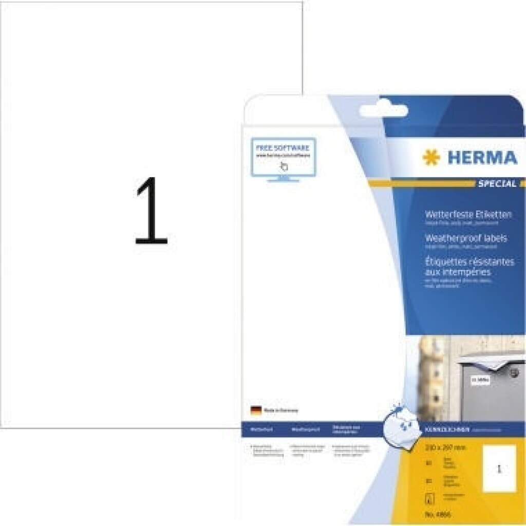 HERMA Etikett PREMIUM 5065 210x297mm weiß 25 St./Pack. Produktabbildung: HERMA Etikett PREMIUM 5065 210x297mm weiß 25 St./Pack.