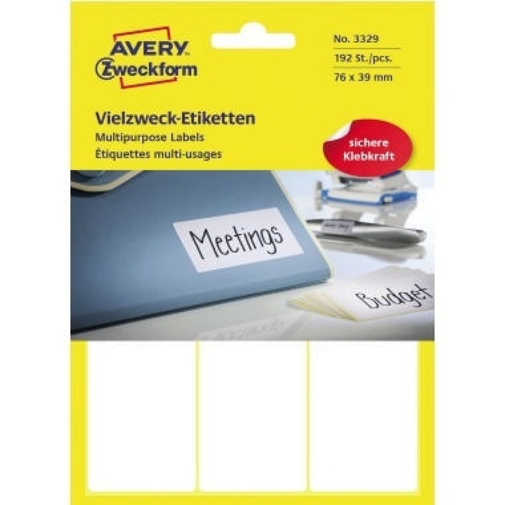 Produktabbildung: Avery Zweckform Vielzwecketikett 3329 76x39mm weiß 192 St./Pack.