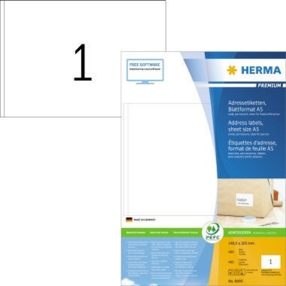 Produktabbildung: HERMA Adressetikett 8690 148,5x205mm weiß 400 St./Pack.