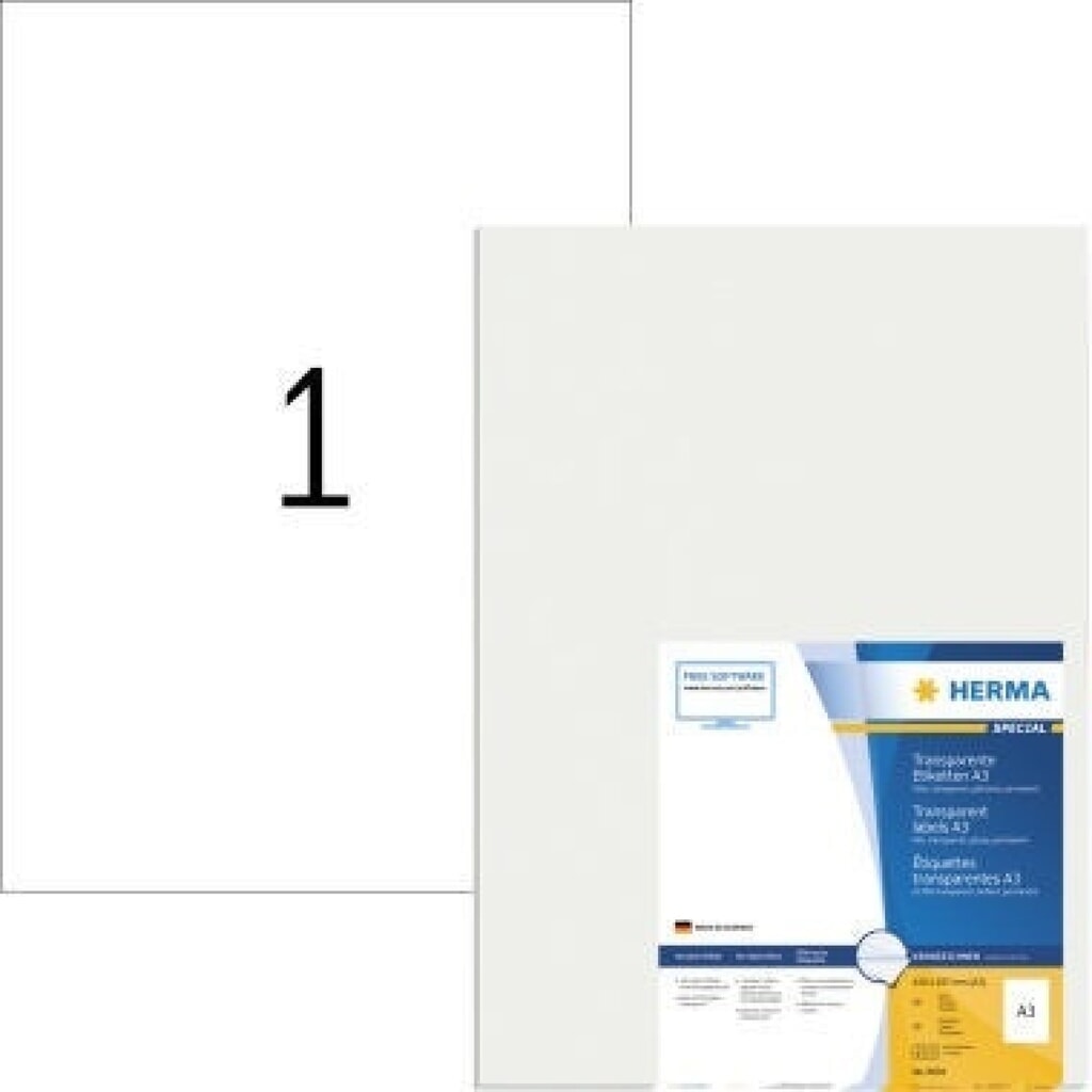 HERMA Etikett Premium 8694 297x420mm transparent 50 St./Pack. Produktabbildung: HERMA Etikett Premium 8694 297x420mm transparent 50 St./Pack.