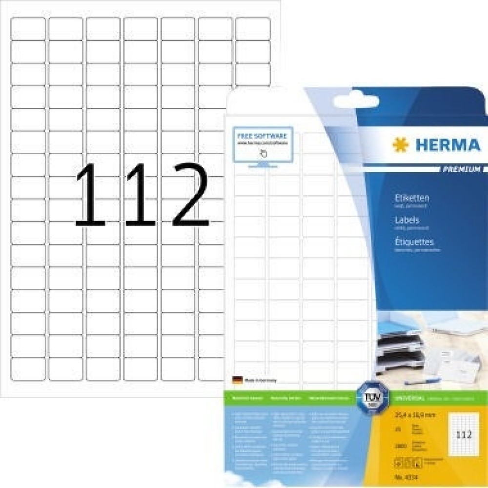 Produktabbildung: HERMA Etikett PREMIUM 4334 25,4x16,9mm weiß 2.800 St./Pack.
