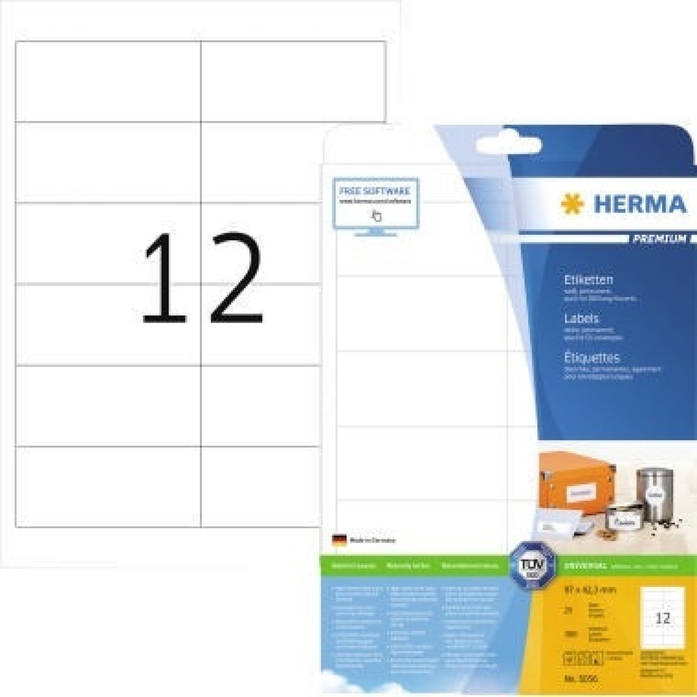 Produktabbildung: HERMA Etikett PREMIUM 5056 97x42,3mm weiß 300 St./Pack.