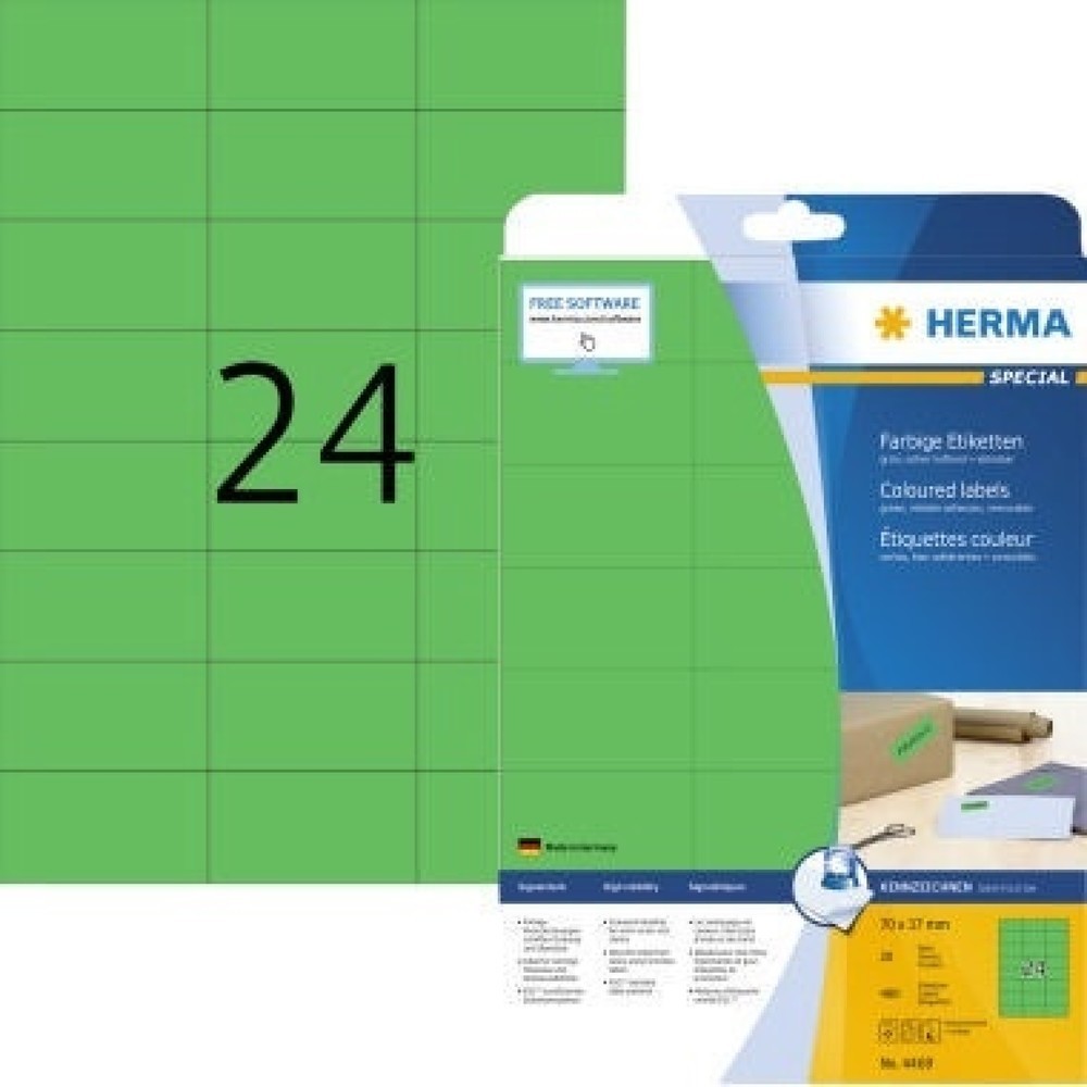 Produktabbildung: HERMA Etikett SPECIAL 4469 70x37mm grün 480 St./Pack.