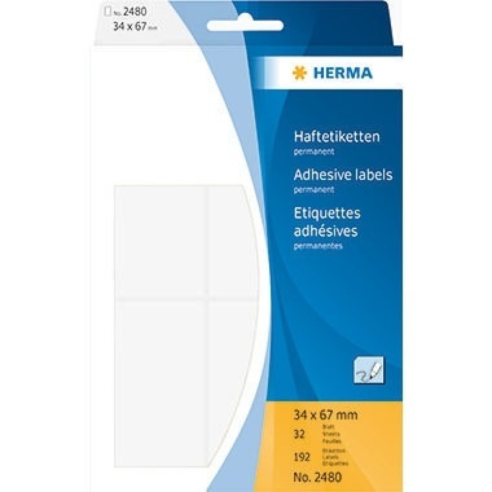 Produktabbildung: HERMA Etikett 2480 34x67mm weiß 192 St./Pack.