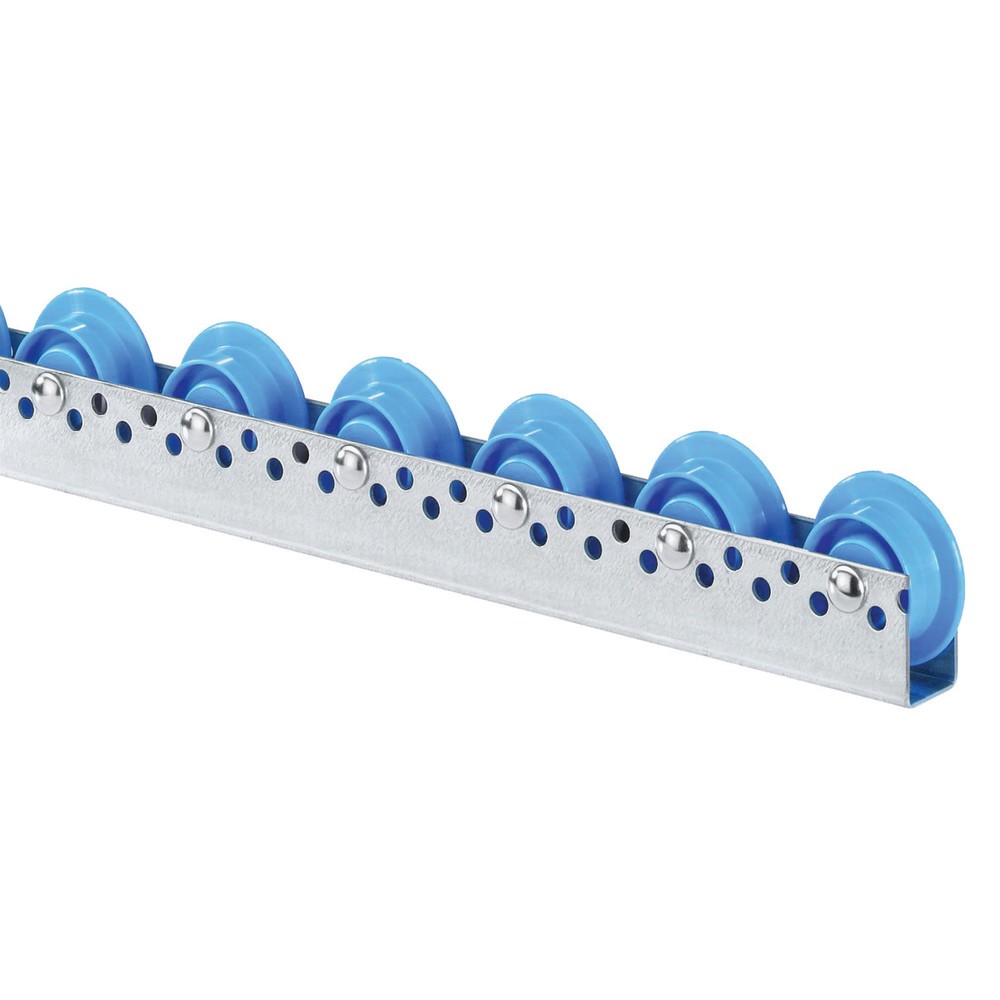 Product afbeelding: Universele rollenrail, kunststof rollen, met spoorkrans, verdeling 100 mm, cap. per rol 10 kg