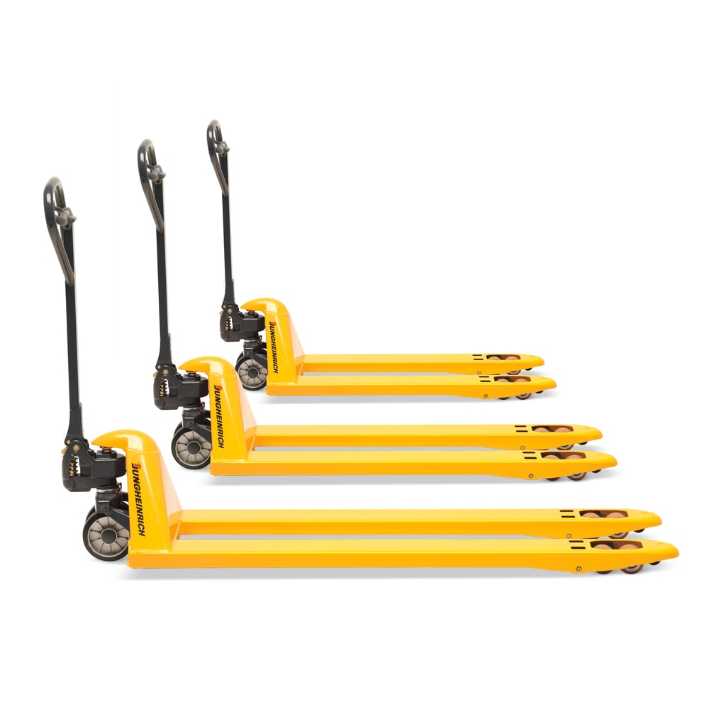 Immagine del prodotto: Transpallet manuale Jungheinrich AM 22 con sollevamento rapido, portata 1.700 kg, lunghezza forche 1.600 mm, gomma piena/poliuretano, rulli tandem