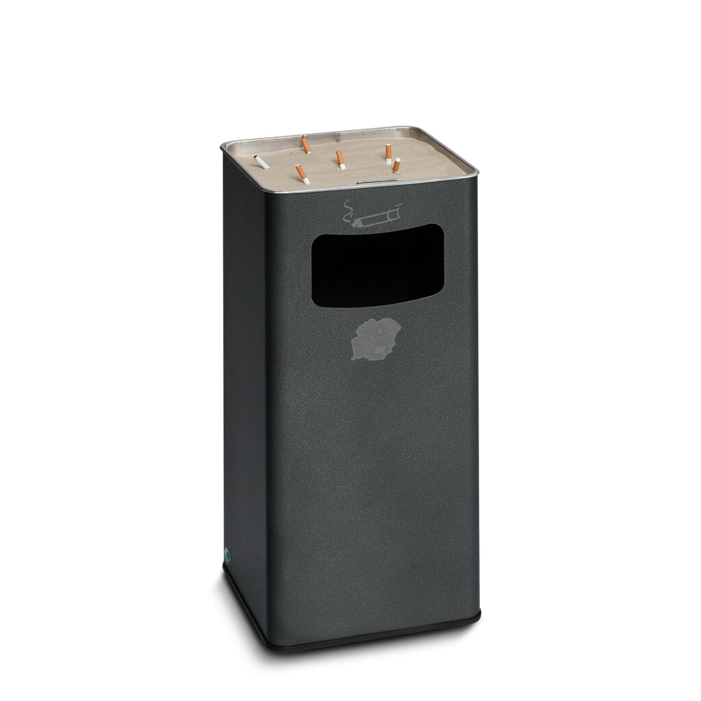 Produktabbildung: VAR® Ascher-Abfall-Kombination, Standmodell, 53,4 Liter, antik-silber