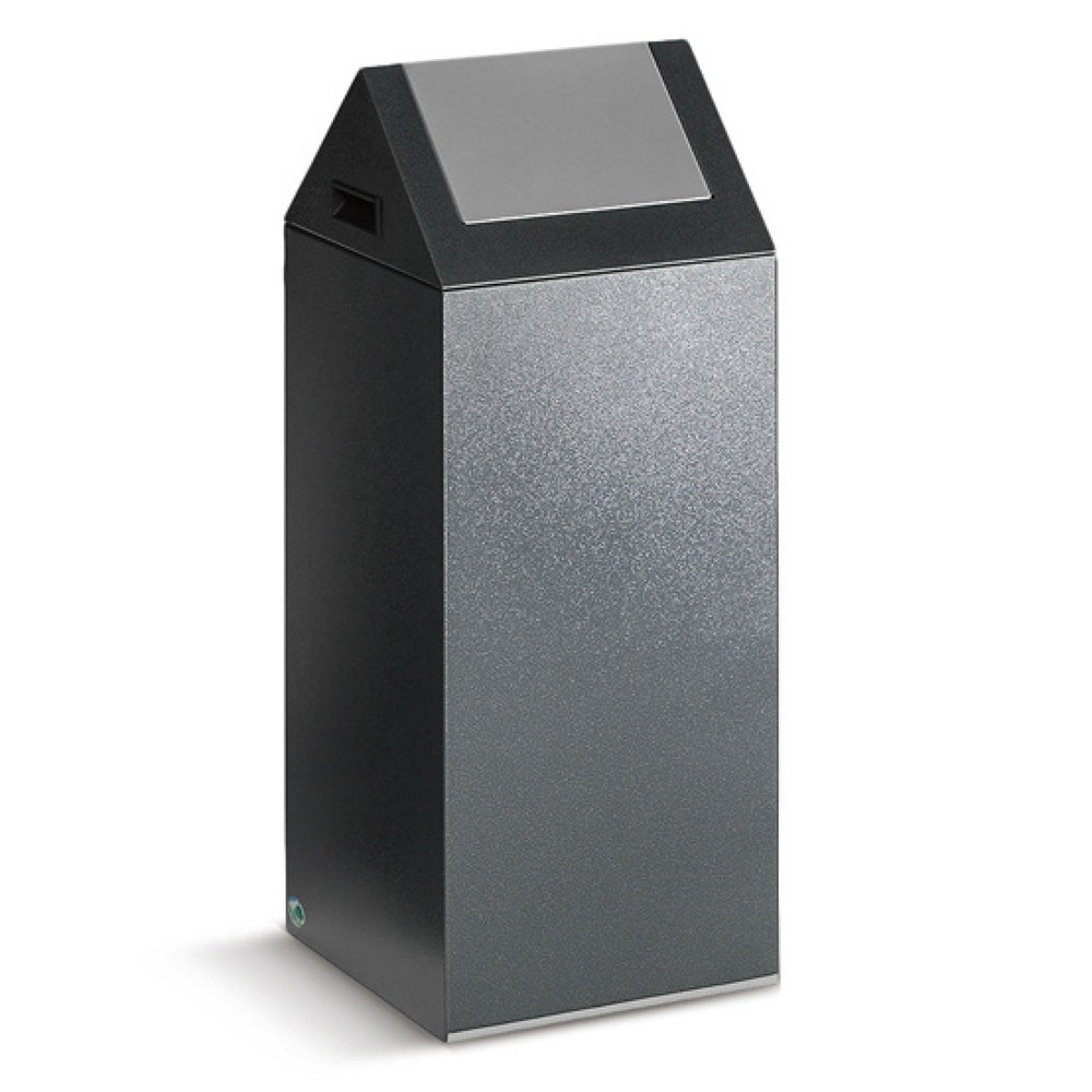 Illustration du produit: VAR® Collecteur de déchets, 60 litres, autoextinguible, corps argent antique, couvercle rectangulaire / argent