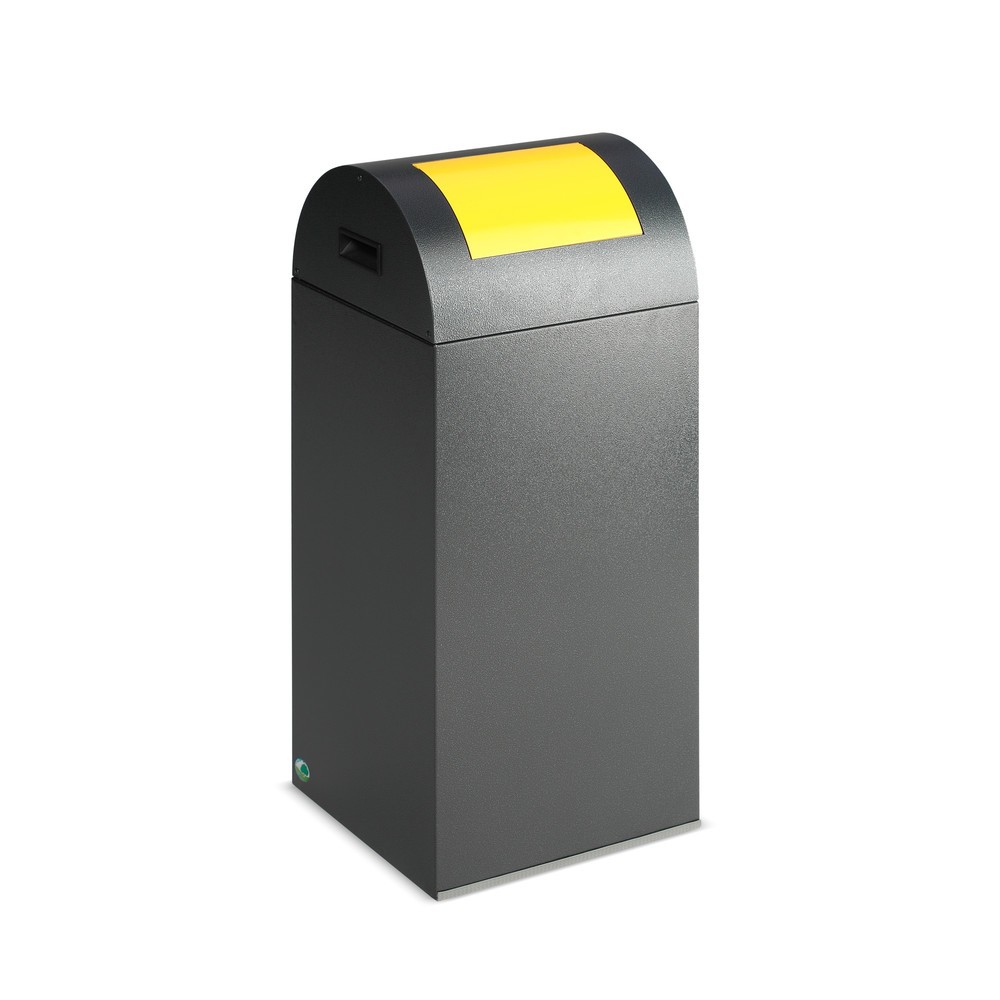 Illustration du produit: VAR® Collecteur de déchets, 60 litres, autoextinguible, corps argent antique, couvercle rond / jaune