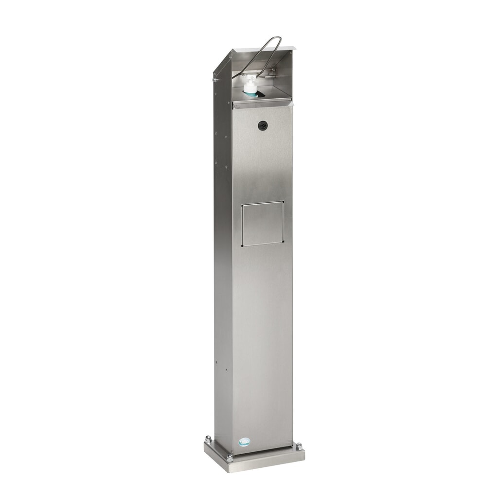 VAR® Handdesinfektionsspender HDS 115, Bodenmontage, Edelstahl Produktabbildung: VAR® Handdesinfektionsspender HDS 115, Bodenmontage, Edelstahl
