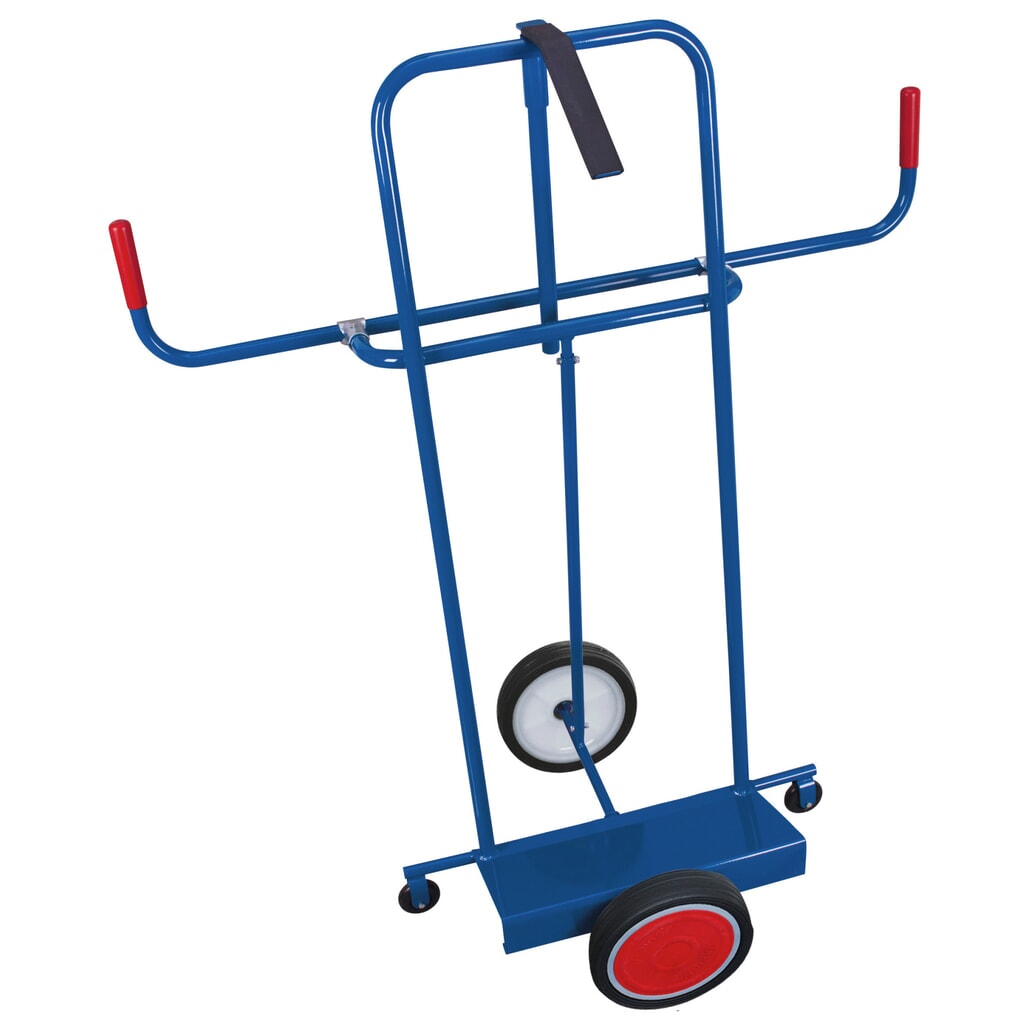 VARIOfit® Platten-Sackkarre aus Stahl, Tragkraft 250 kg, mit Stützrollen, variable Plattensicherung, Schaufel BxT 500 x 200 mm, Vollgummi-Bereifung, enzianblau Produktabbildung: VARIOfit® Platten-Sackkarre aus Stahl, Tragkraft 250 kg, mit Stützrollen, variable Plattensicherung, Schaufel BxT 500 x 200 mm, Vollgummi-Bereifung, enzianblau