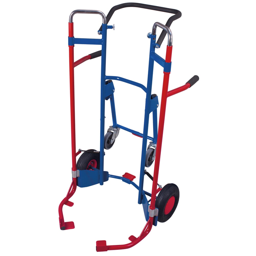 VARIOfit® Reifen-Sackkarre aus Stahl, Tragkraft 200 kg, für 10 Reifen, Luft-Bereifung, mit Stützrädern und Teleskopauszug, enzianblau Produktabbildung: VARIOfit® Reifen-Sackkarre aus Stahl, Tragkraft 200 kg, für 10 Reifen, Luft-Bereifung, mit Stützrädern und Teleskopauszug, enzianblau