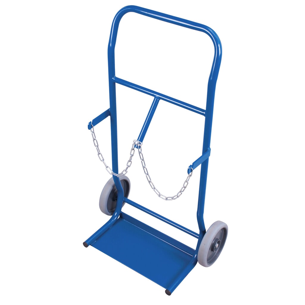Produktabbildung: VARIOfit® Stahlflaschen-Sackkarre, für 2 Flaschen a 10 Liter, Thermoplastische Bereifung, enzianblau