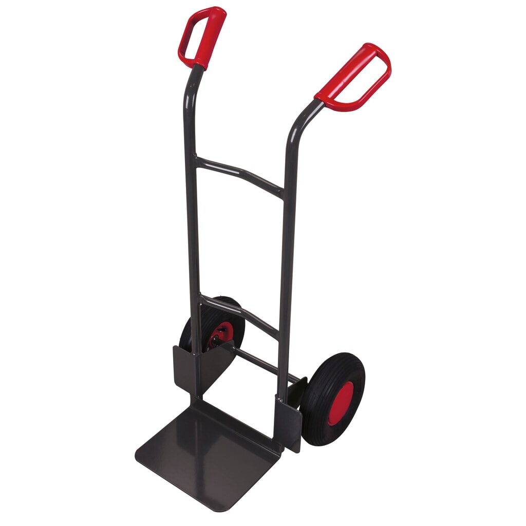 Produktabbildung: VARIOfit® Stahlrohr-Sackkarre, Tragkraft 200 kg, Schaufel BxT 320 x 250 mm, Luft-Bereifung, anthrazitgrau