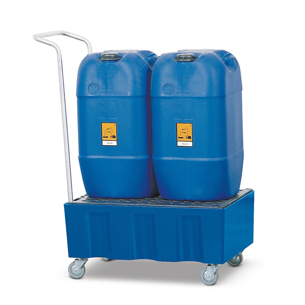 Immagine del prodotto: asecos® vasca di raccolta in PE per contenitori da 60 litri, mobile, AxLxP 330 x 725 x 525 mm, senza griglia