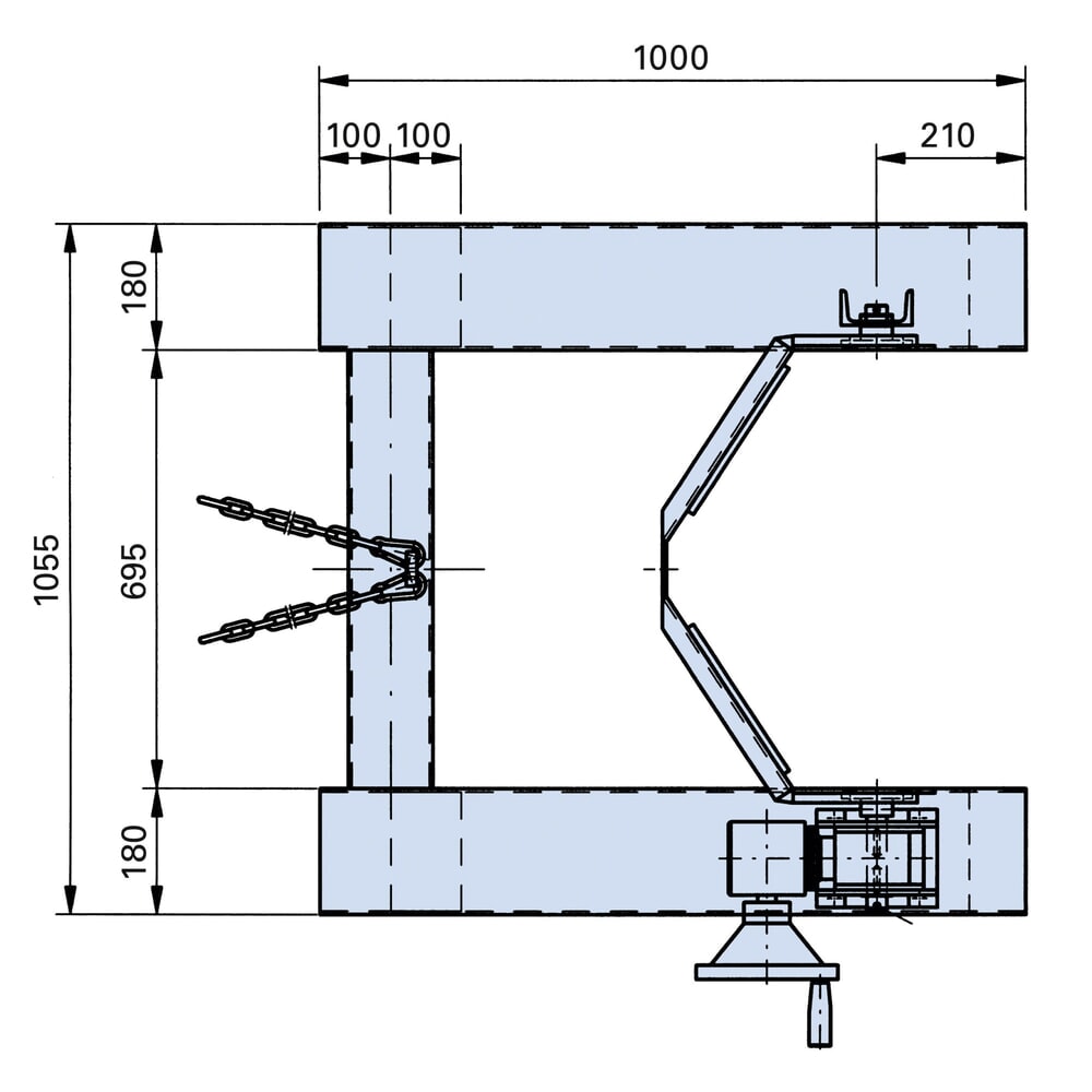 Productafbeelding nr. 2: Vatendraaier SV, vatdiameter 380-600 mm, afstand tussen de vorksleuven 695 mm