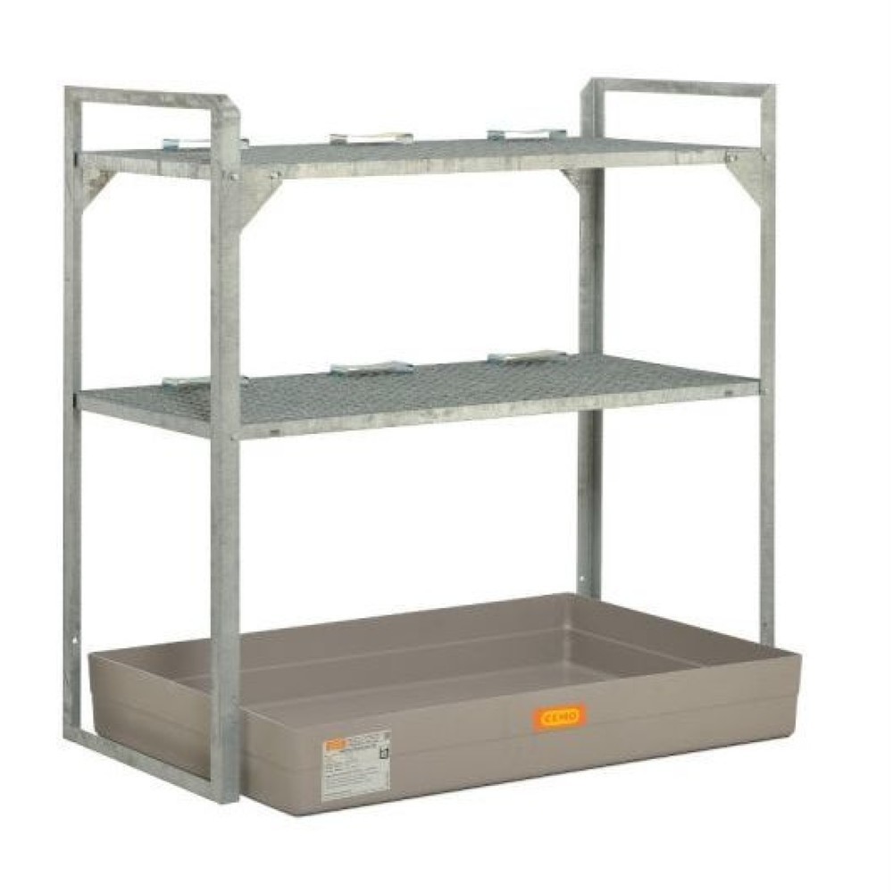 Product afbeelding: Vatenrek CEMO voor gevaarlijke stoffen, GVK-lekbak, voor 6 vaten van 60 liter, 2 roosters