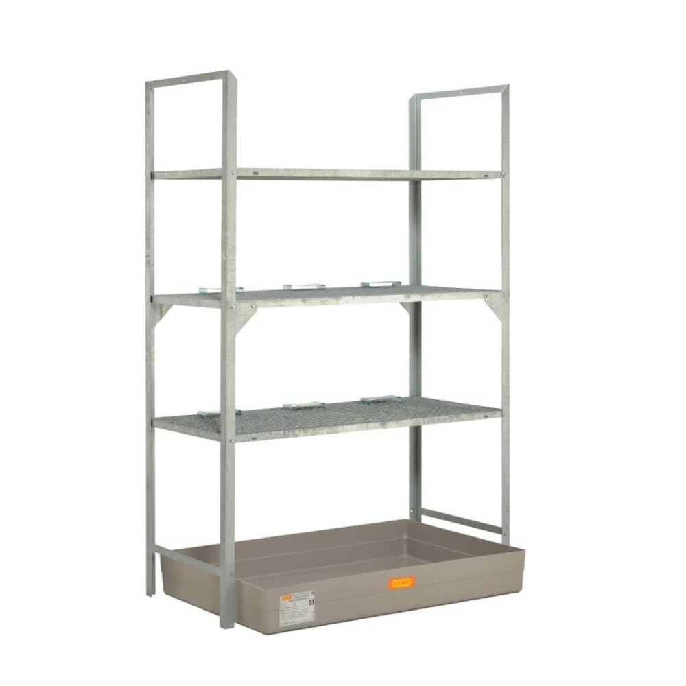 Product afbeelding: Vatenrek CEMO voor gevaarlijke stoffen, GVK-lekbak, voor 6 vaten van 60 liter, 3 roosters