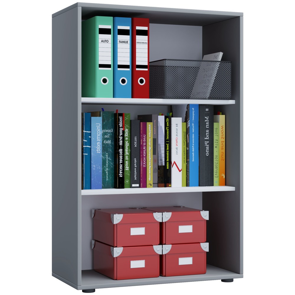Produktabbildung: VCM Büroregal Lona, 3 Fächer, HxBxT 1.050 x 700 x 400 mm, grau