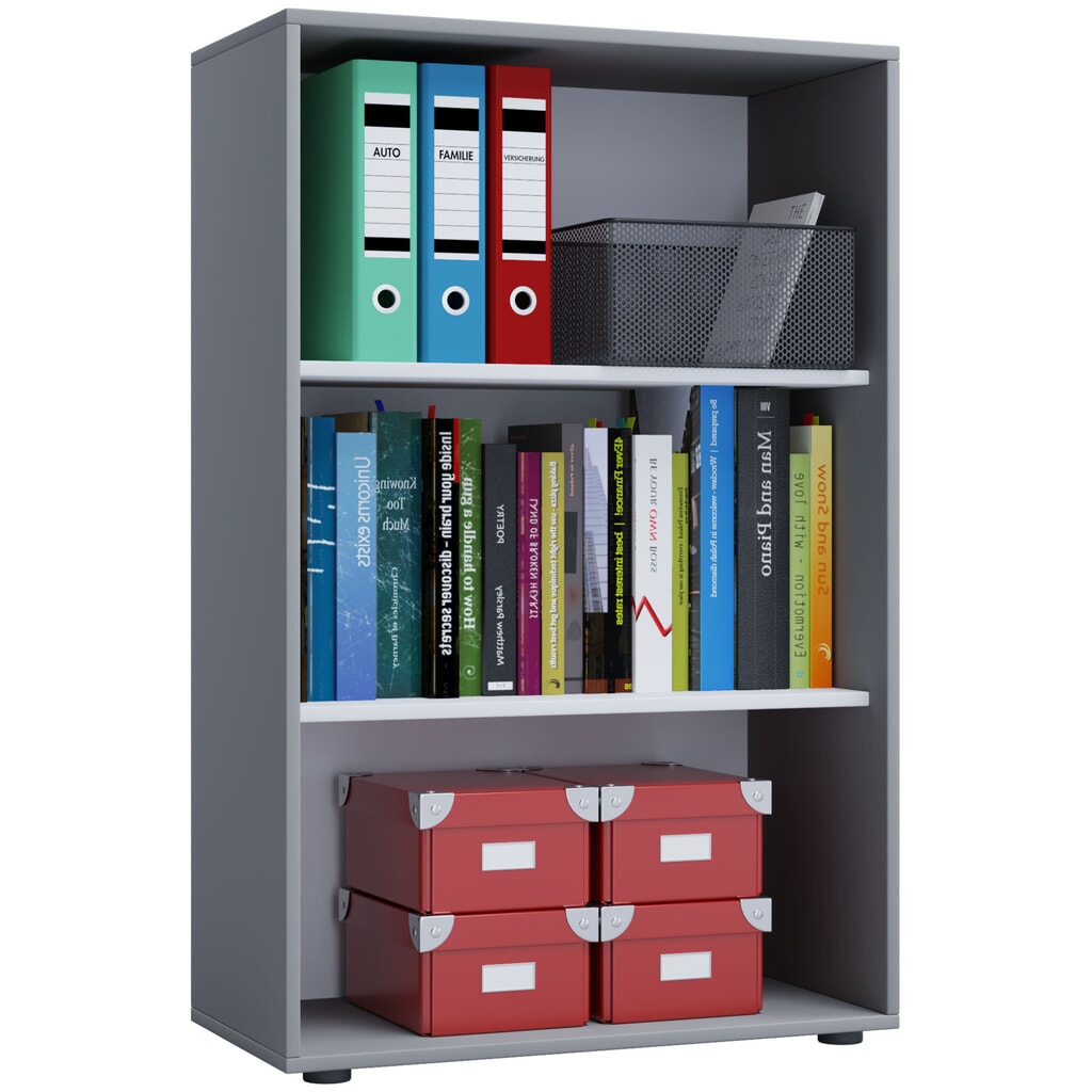 VCM Büroregal Lona, 3 Fächer, HxBxT 1.050 x 700 x 400 mm, grau Produktabbildung: VCM Büroregal Lona, 3 Fächer, HxBxT 1.050 x 700 x 400 mm, grau